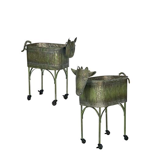 Sullivans Rustic Green Cow & Pig Farmhouse Planters Set of 2 - 28