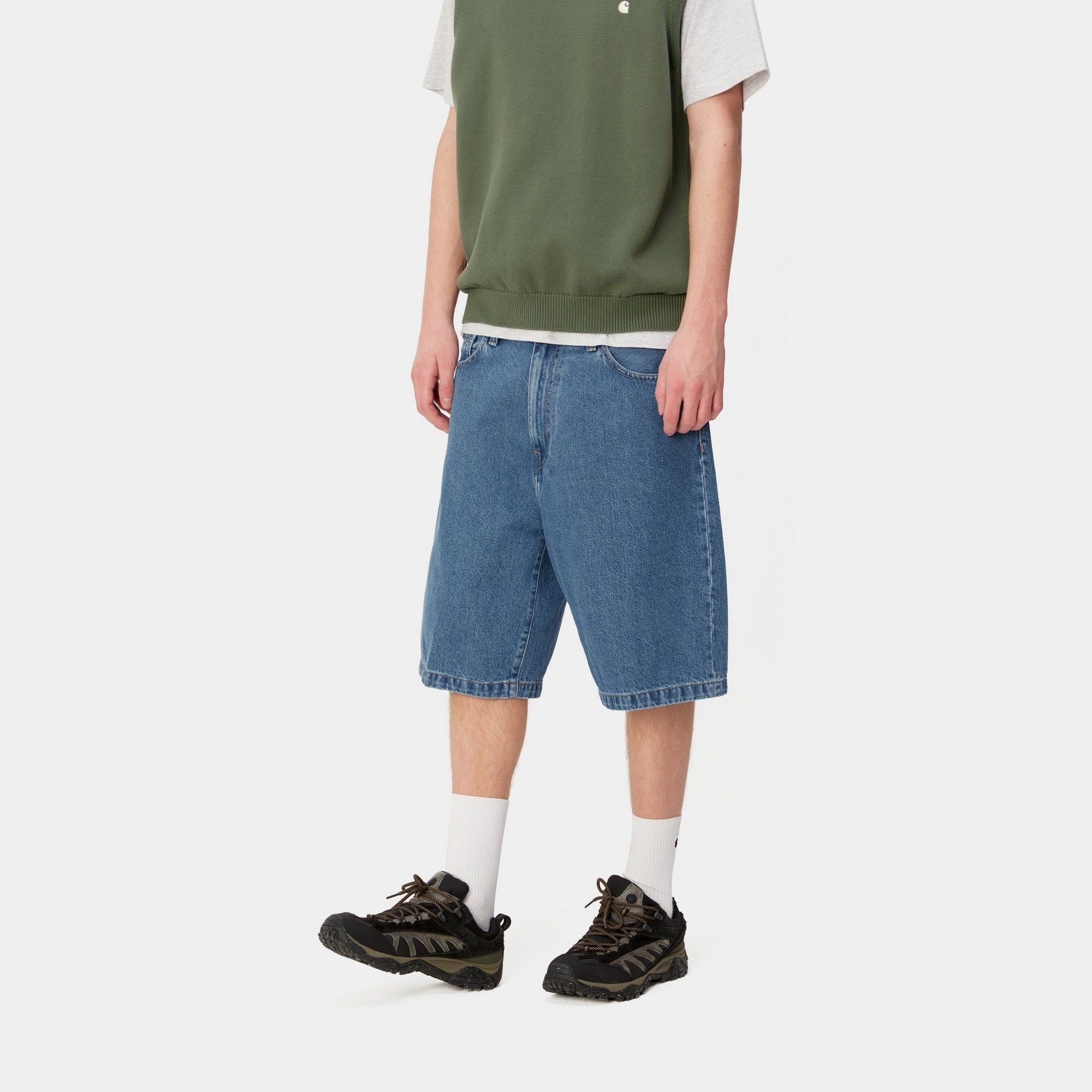 Landon Short - Blue Heavy Stone Wash Denim Shorts for Men | Casual Summer Wear & Outdoor Activities