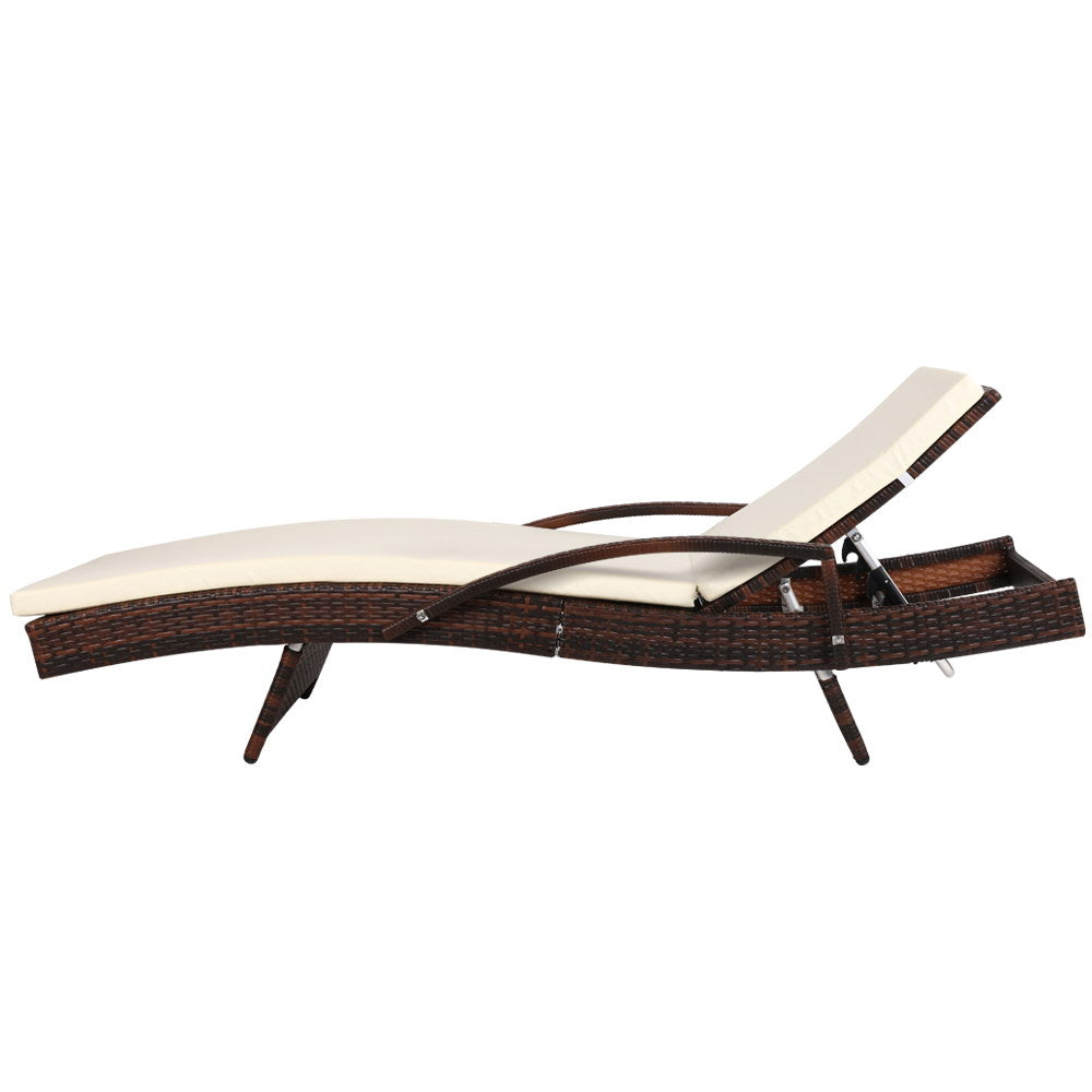 Premium Bianca Outdoor Sun Lounger Chair with Cushion - Waterproof & Comfortable Patio Furniture for Poolside, Beach, Garden Relaxation (Brown)