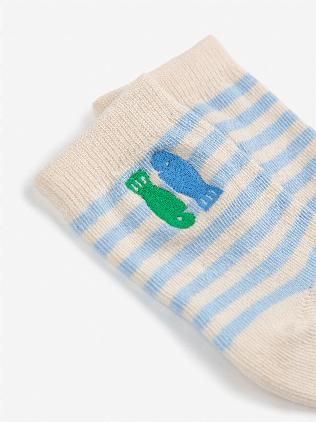 Bobo Choses Baby Striped Fish Cotton Socks - Soft & Comfortable Non-Slip Infant Socks for Boys & Girls - Perfect for Playtime, Crawling & Everyday Wear