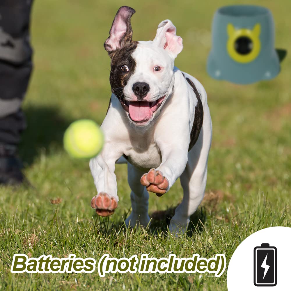 BESTHLS Automatic Dog Ball Launcher - Interactive Tennis Ball Thrower Machine for Small & Medium Dogs (10-30ft Fetching Distance, Remote Control, White) | Perfect for Backyard Play, Dog Training & Exercise