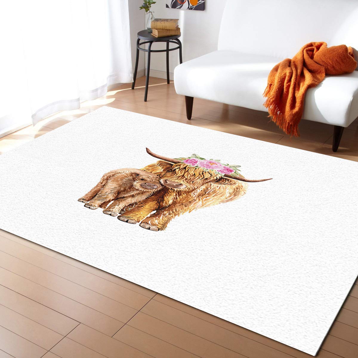 LBDecor 5x8ft Large Non-Slip Area Rugs - Watercolor Flower Design for Living Room, Bedroom, Hallway & Nursery - Indoor/Outdoor Home Decor - Perfect for Mother's Day Gifts & Cozy Home Styling