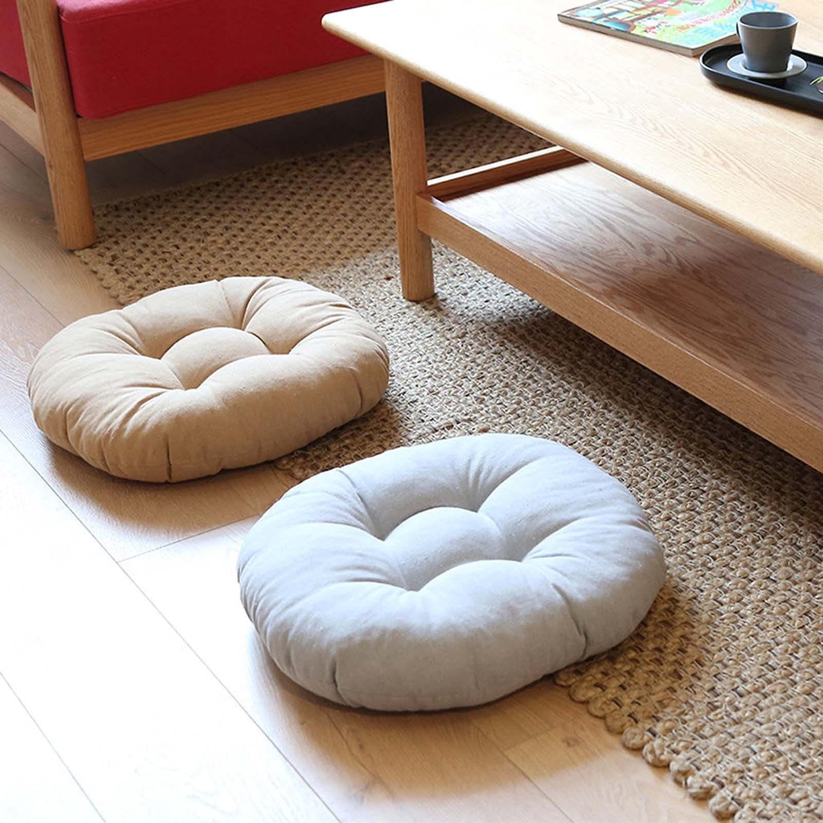 4-Piece Chair Cushion Set with Straps - Thick Round Cotton Seat Cushions for Dining Chairs, Home Office & Outdoor Use - Comfortable Support for Kitchen, Patio, and Workspace Seating