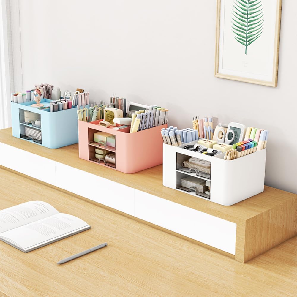 XDRELEC Multi-Functional Pen Holder & Desk Organizer - Blue Office Stationery Cup for Pencils, Pens & Supplies | Perfect for Home Office, School Desk & Workspace Organization