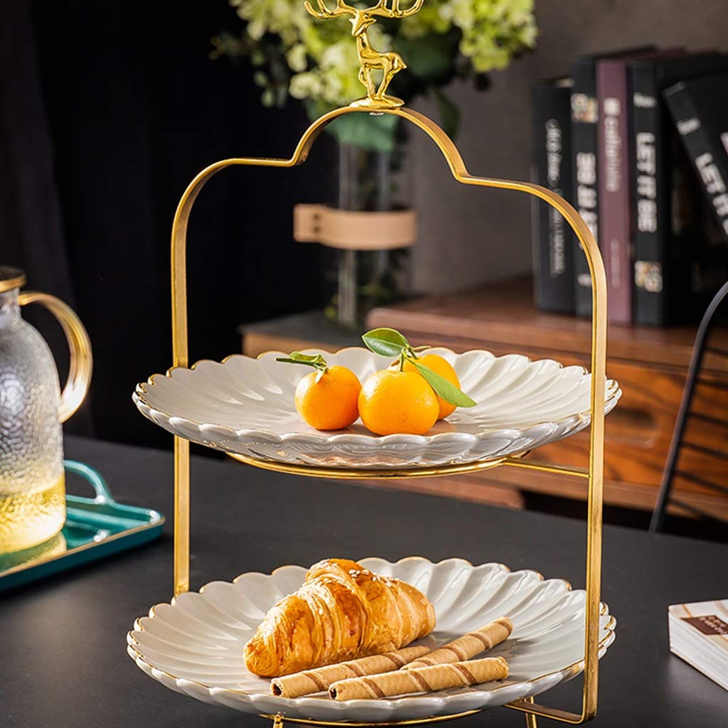 Premium 3-Tier Afternoon Tea Stand - White Buffet Dessert Display Rack for Bread, Fruits & Nuts (27.5x42cm) - Perfect for Hotel Catering, Bridal Showers & High Tea Parties