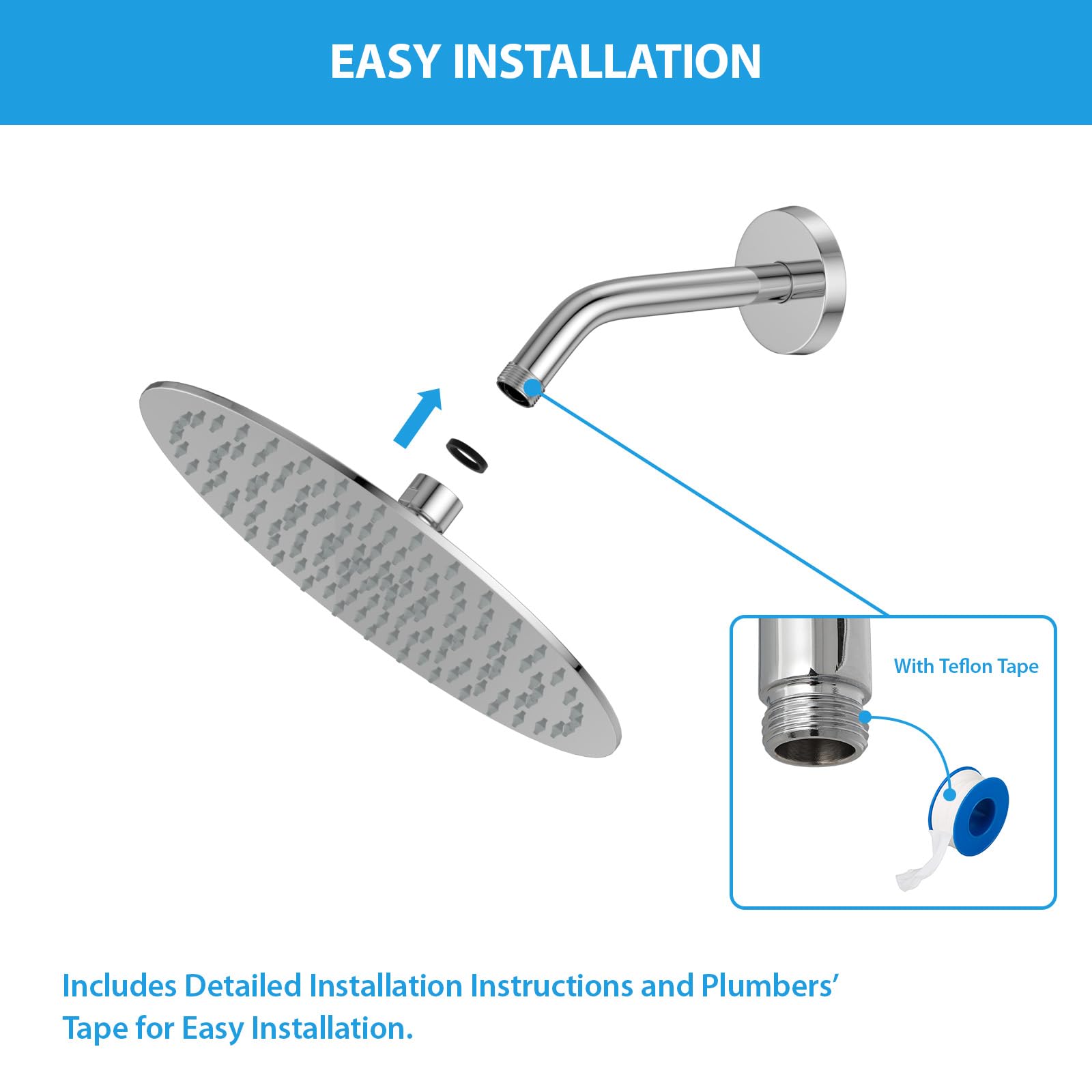 Lordear 6 Inch Chrome T304 Stainless Steel Shower Arm Extension - Polished Chrome Shower Head Pipe with Flange for Bathroom & Spa Upgrade - Perfect for Modern Shower Systems and Bathroom Renovations