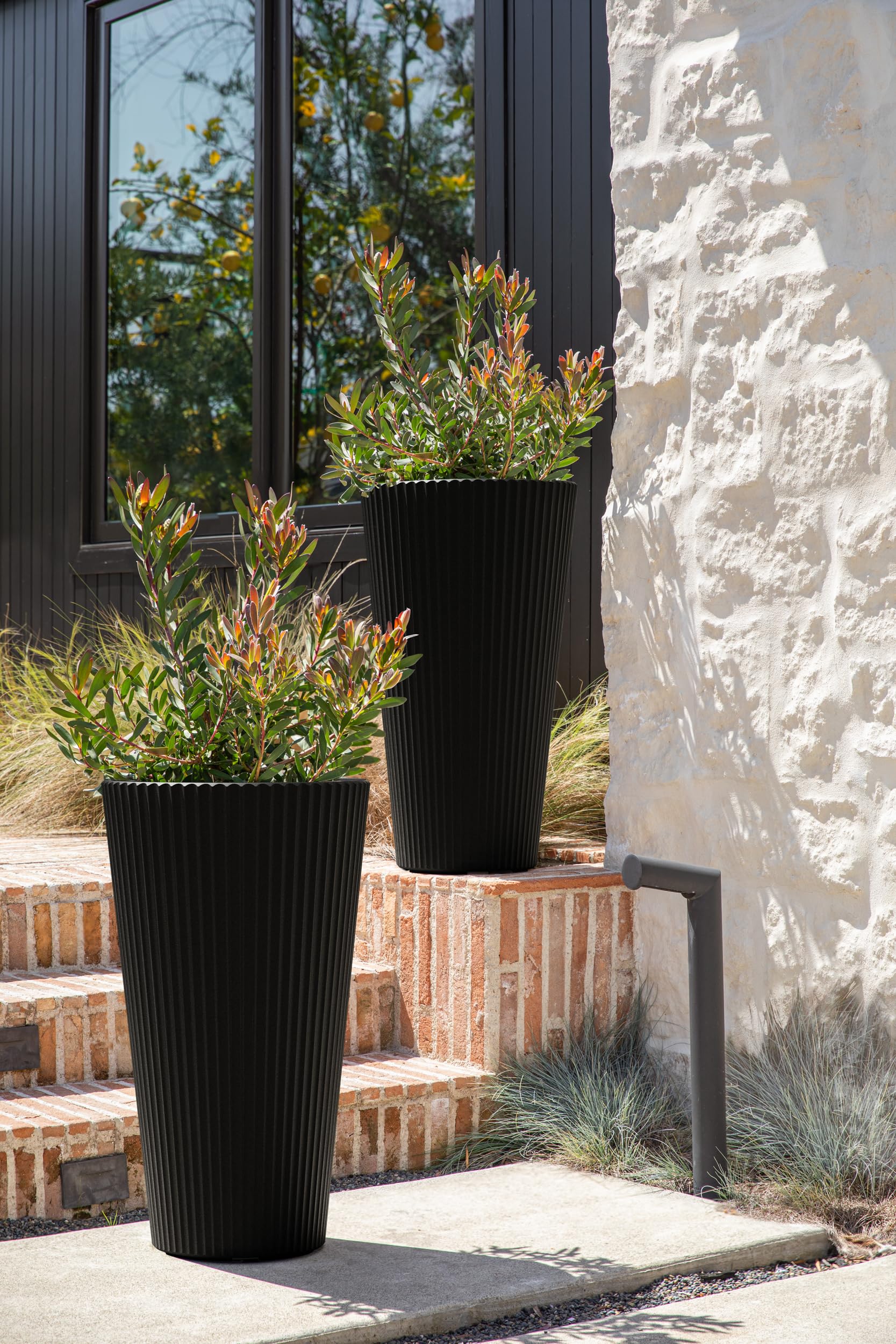 Veradek Demi Series Tall Planter - Modern Outdoor Garden Decor for Porch, Patio & Backyard | Durable Plastic-Concrete Material | Perfect for Tall Plants, Ornamental Grasses & Small Trees | Weather-Resistant Planter Box for Year-Round Gardening