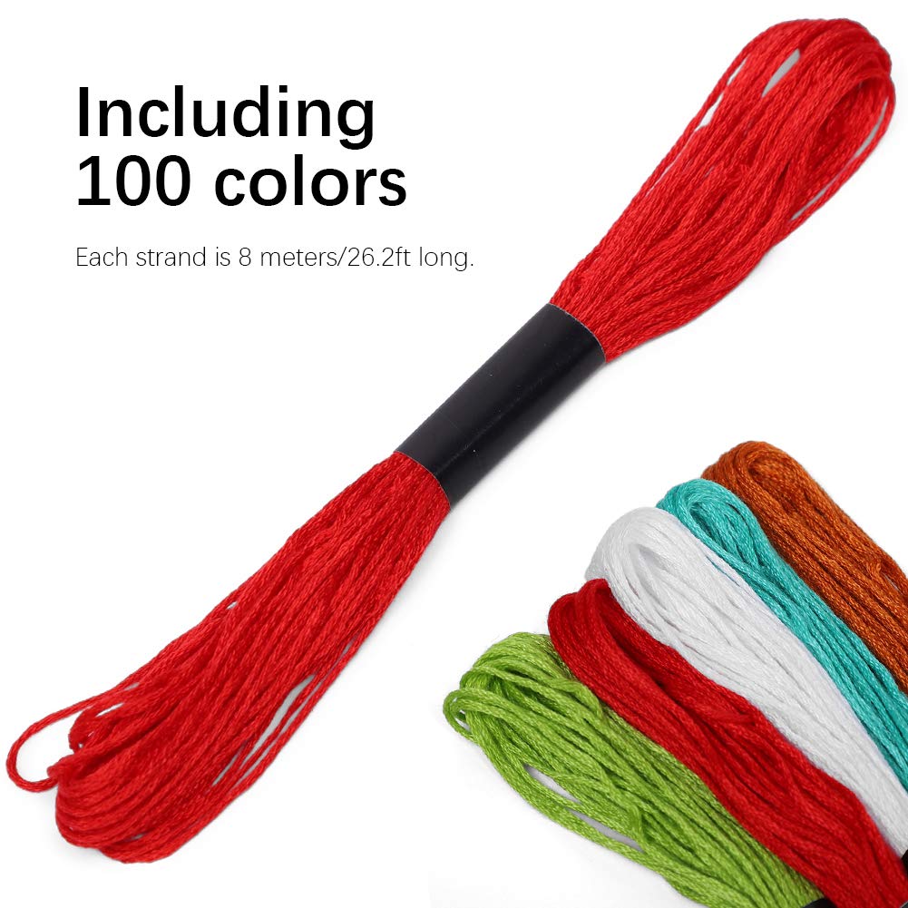 100 Skeins Embroidery Floss Cross Stitch Thread - Polyester Cotton Blend for DIY Crafts, Sewing & Needlework - Perfect for Cross Stitch Kits, Hand Embroidery, Scrapbooking & Fabric Art Projects