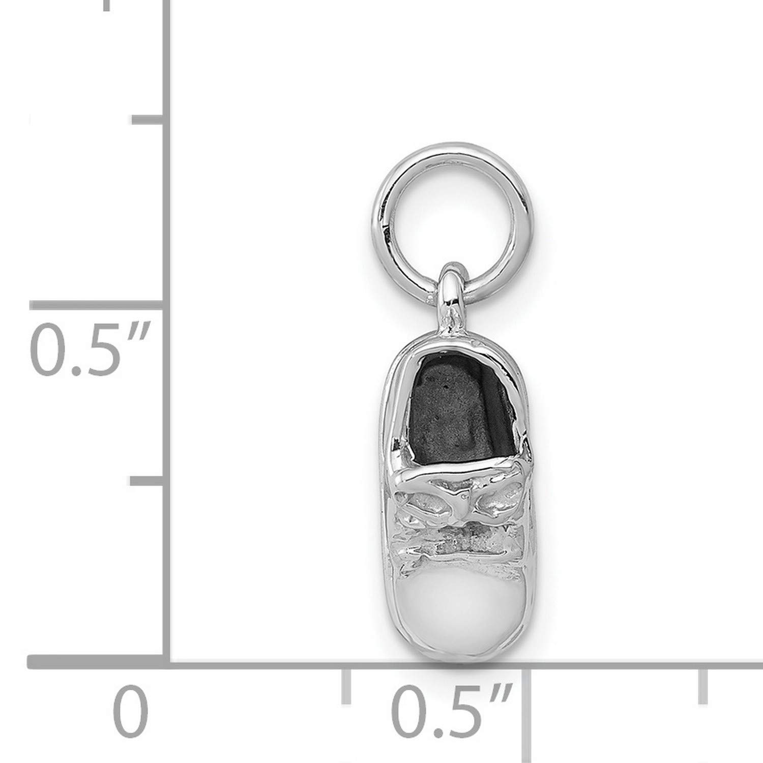 14K White Gold Baby Shoe Charm - 18mm x 7mm Tiny Footprint Pendant for Necklace - Perfect for Newborn Gifts, Christening Jewelry & Mom's Keepsake