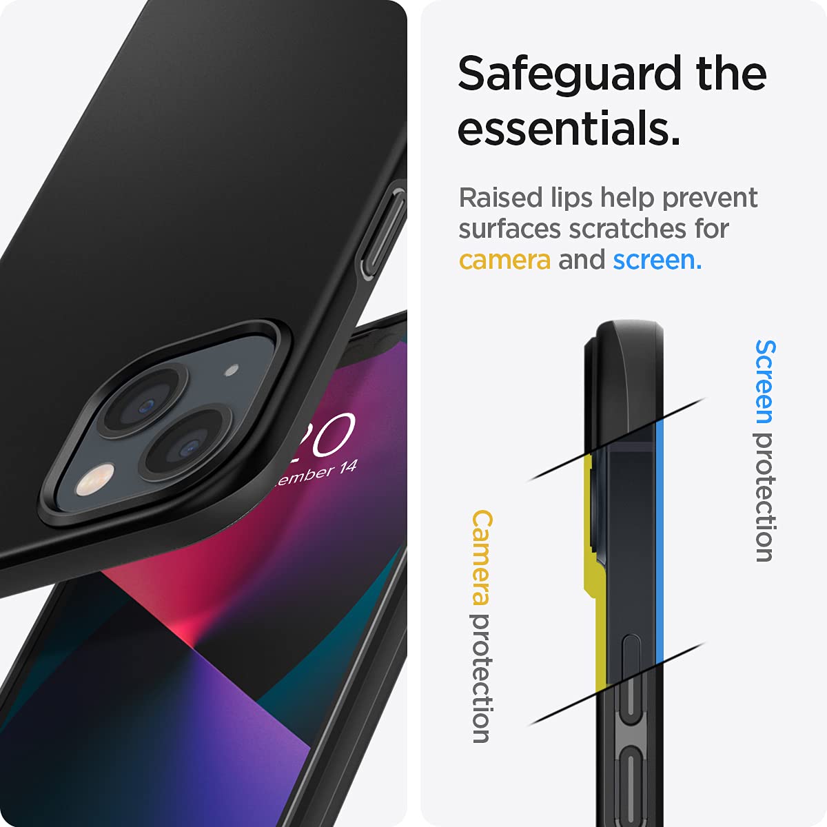 Spigen Thin Fit iPhone 13 Case (2021) - Slim Protective Cover for iPhone 13 - Form-Fitted Design - Matte Black | Perfect for Everyday Use, Work & Travel Protection