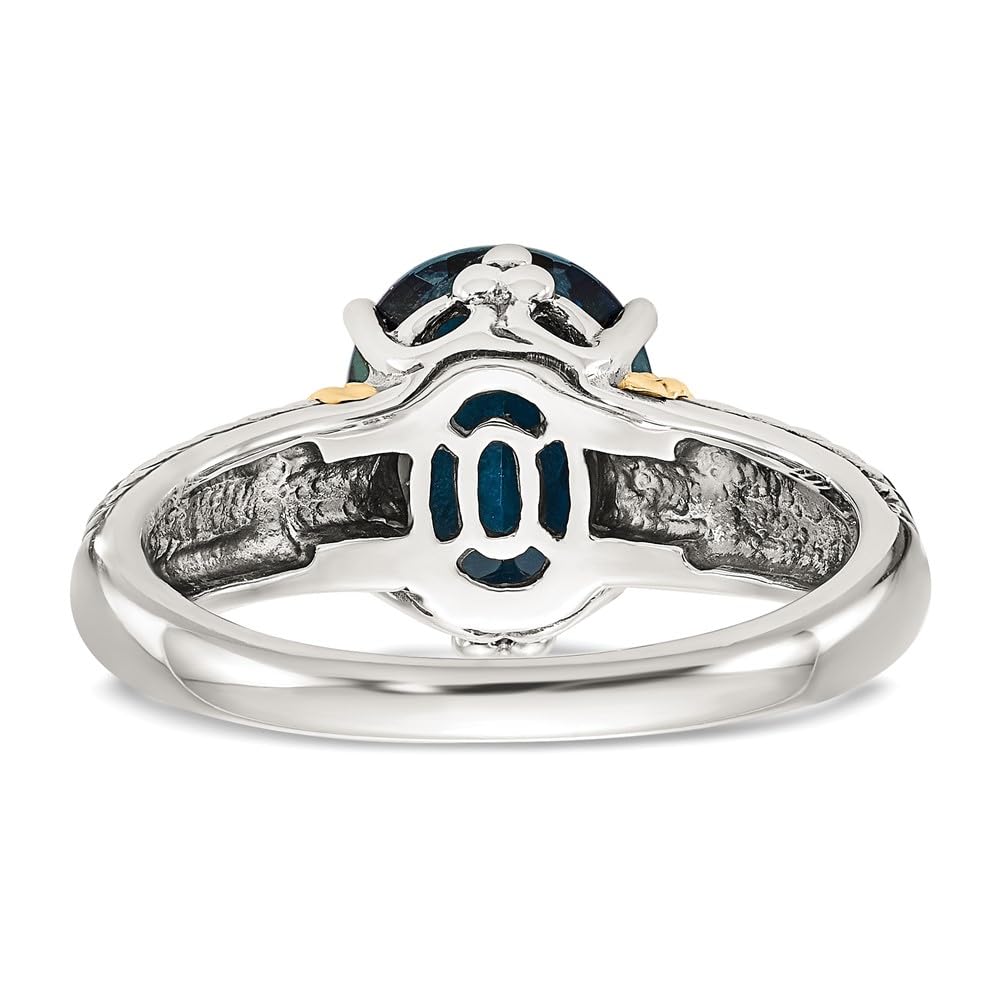 925 Sterling Silver & 14K Yellow Gold London Blue Topaz Ring for Women - Elegant Fine Jewelry Gift for Her, Anniversary, Birthday & Special Occasions