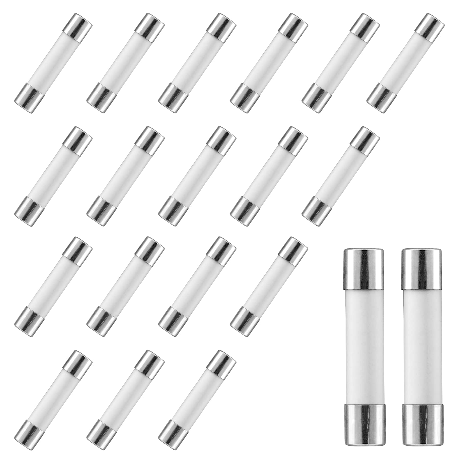 Litoexpe 20-Pack 30A 250V Slow-Blow Time Delay Ceramic Fuses (6x30mm) - High Power Fuse Replacement for Microwave Ovens, HVAC Systems, Power Tools & Electrical Equipment - Perfect for Home, Workshop & Industrial Use