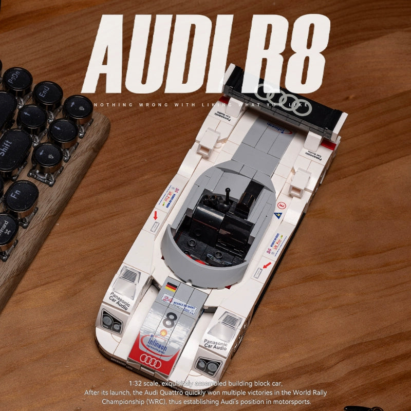 391PCS PB 8813 Audi R8 Le Mans Building Blocks Set - Premium Collector's Model Car Kit for Adults & Teens - Perfect for Home Display, Office Decor, and Gift Giving