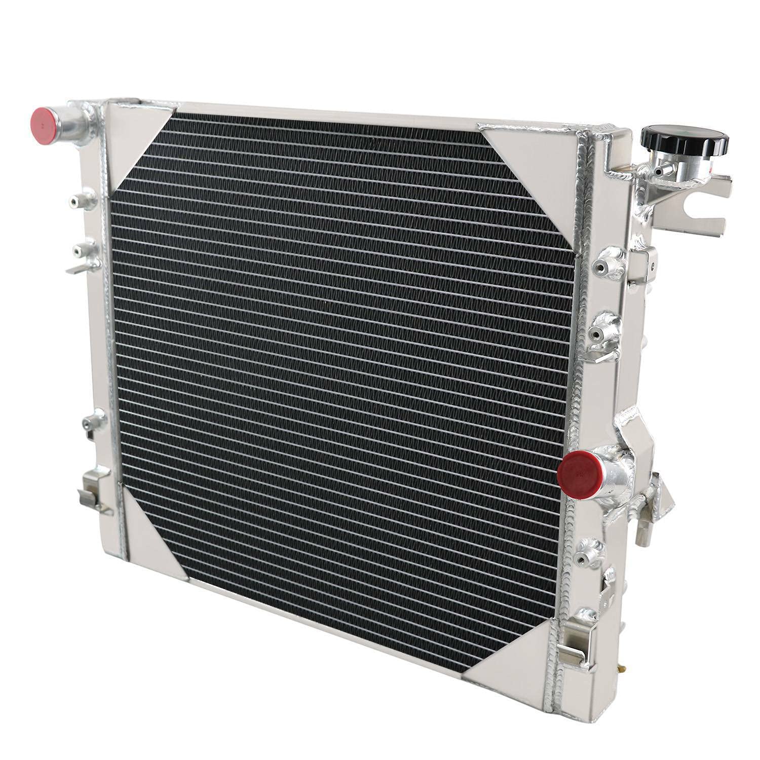 Jeep Wrangler JK Radiator Replacement 3.6L 3.8L V6 (2007-2015) - 3 Row Aluminum Crossflow Radiador with Electric Fan Shroud & Thermostat Kit Combo | Perfect for Off-Roading, Daily Commuting & Extreme Weather Conditions
