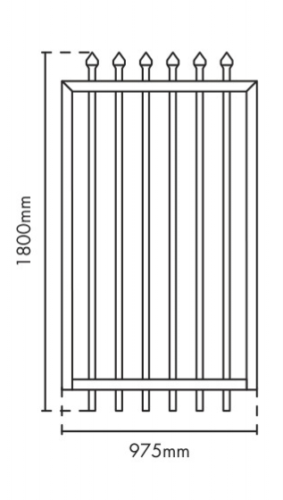 1800mm x 975mm Black Powder Coated Galvanized Steel Security Gate - Heavy Duty Fence Gate for Home, Garden, and Commercial Property Protection