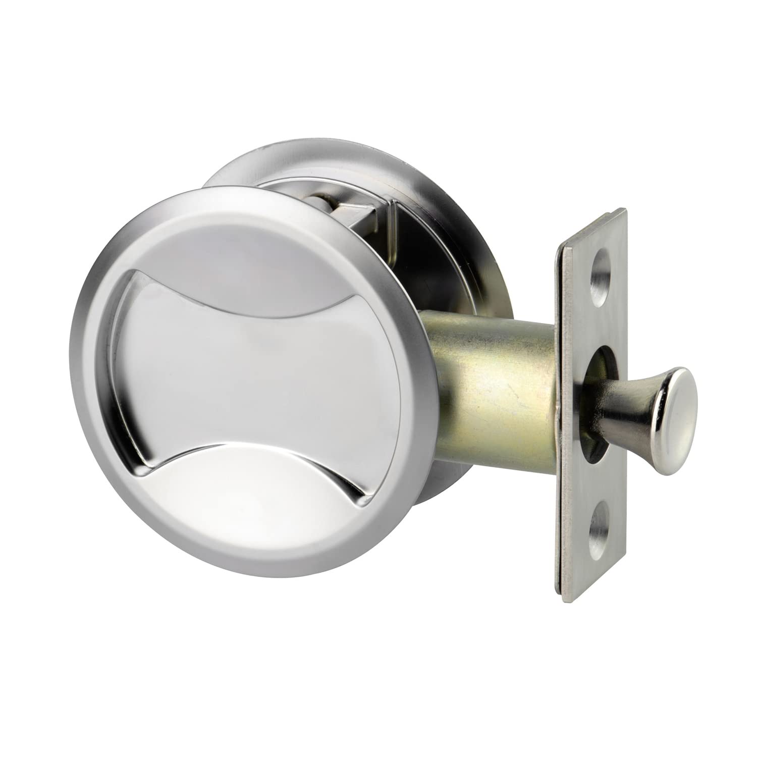 Lockwood Pocket Sliding Door Lock with Key - Matte Silver | Invisible Round Sliding Door Latch for Bedroom, Bathroom, Study & Entrance | Secure Storage Closet & Passage Doors | Durable & Discreet Home Security Solution
