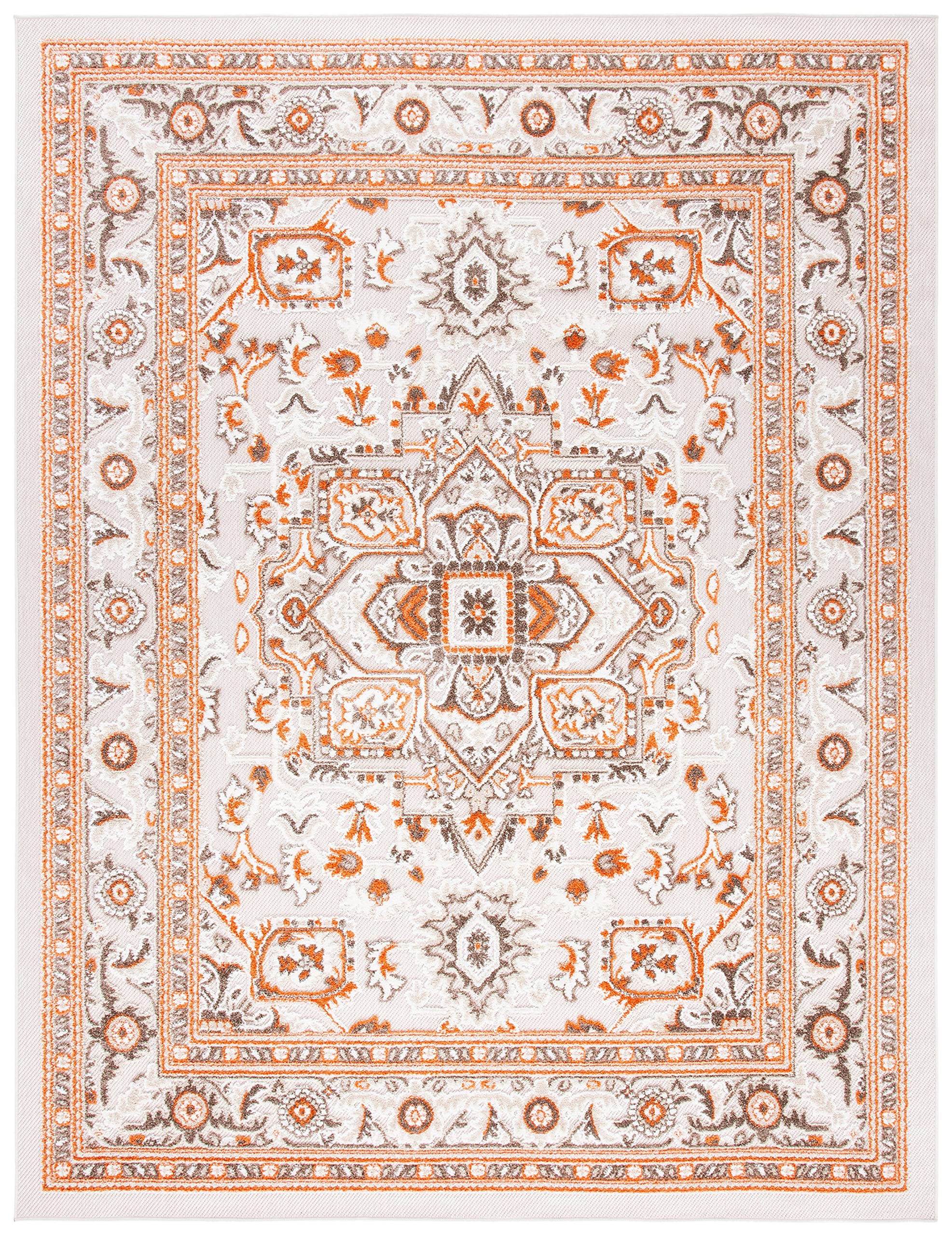 SAFAVIEH Cabana Collection 9' x 12' Beige & Orange Area Rug - Non-Shedding, Easy Care, Stain Resistant for High Traffic Areas - Perfect for Living Room, Bedroom, Dining Room & Home Office Decor (CBN680B)