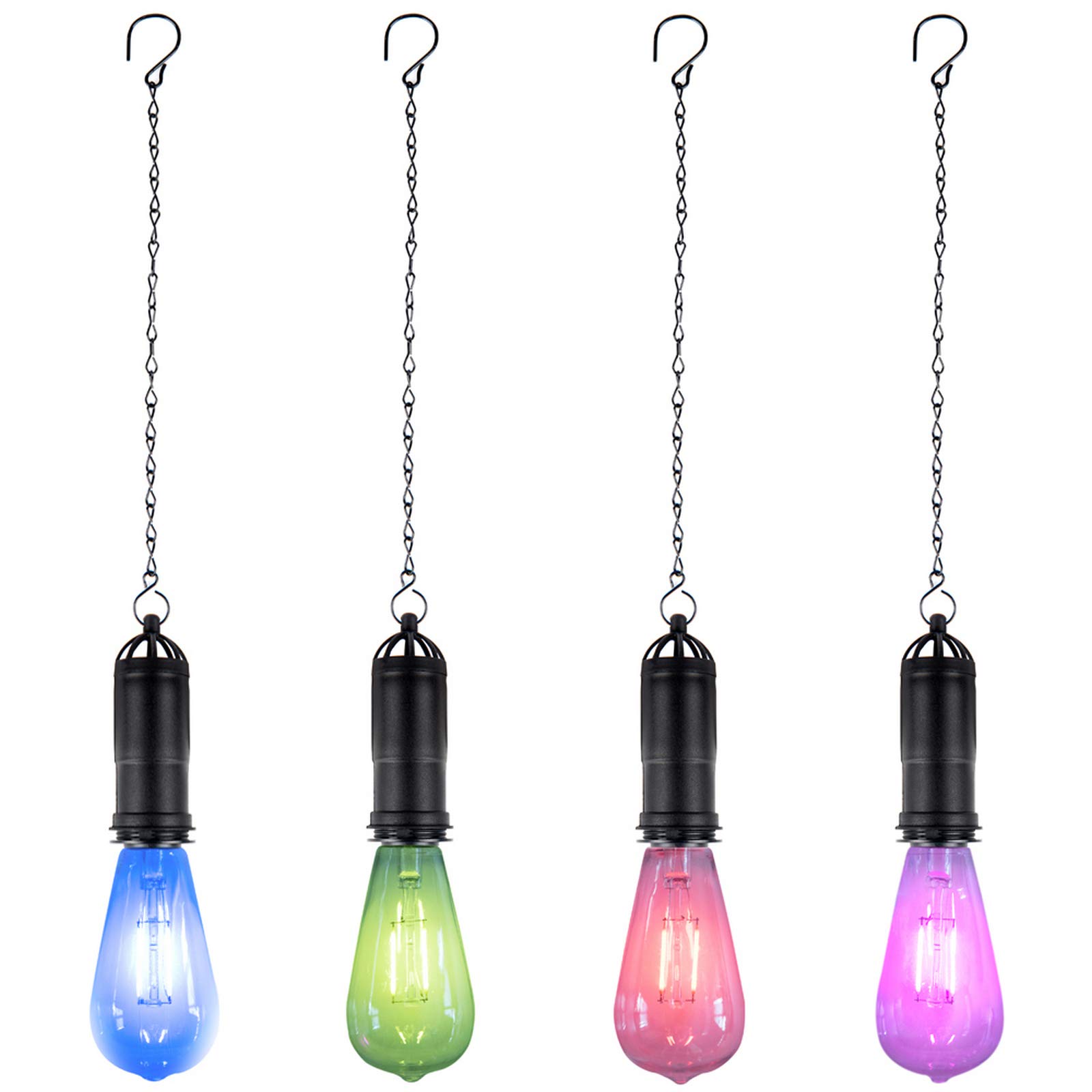 Solar Hanging Lights Outdoor Garden Decor - 4 Pack Colorful for Parties & Holidays