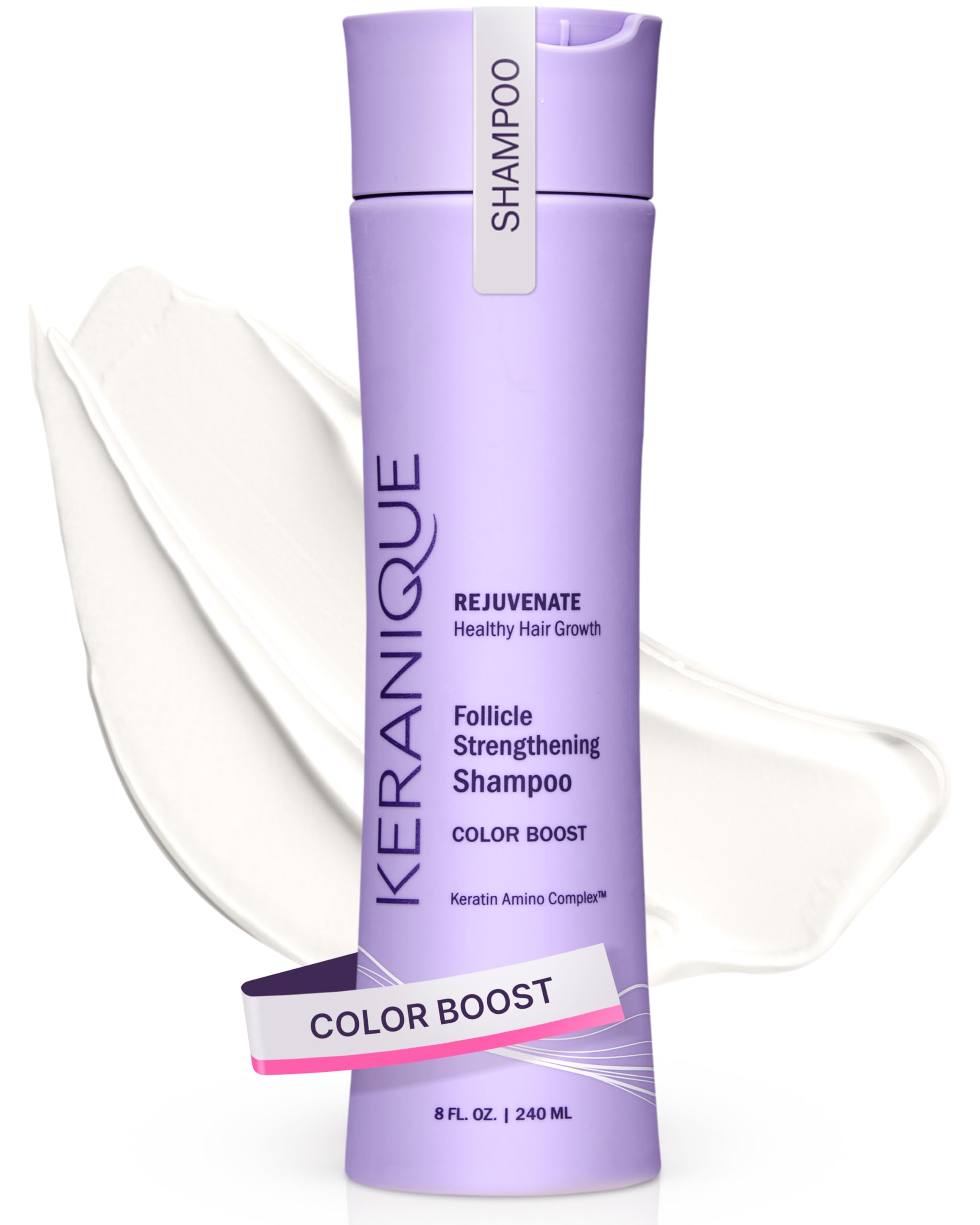 Keranique Keratin Amino Complex Color Boost Scalp Revitalizing Shampoo for Color-Treated Hair - 8 oz Sulfate Free, Paraben Free, Dye Free, Cuticle Protection, Fade Prevention, Moisturizing Formula for Men & Women - Perfect for Daily Hair Care & Color Maintenance