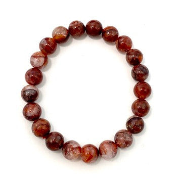 Natural Red Hematoid Fire Quartz Bracelet for Women - Healing Crystal Energy Jewelry for Meditation, Chakra Balancing & Spiritual Protection