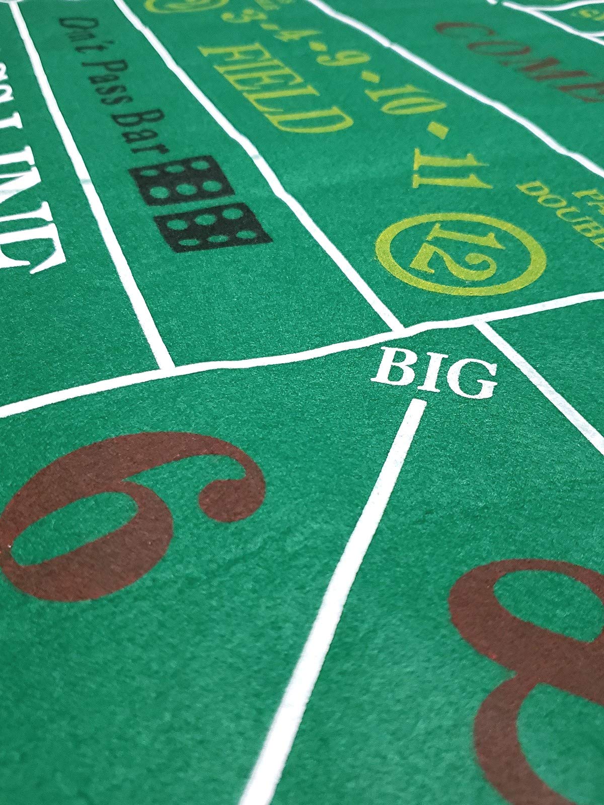 Casino Poker & Craps Set - 6ft x 3ft 2-Sided Felt Layout with Dice & Cards for Home Game Nights