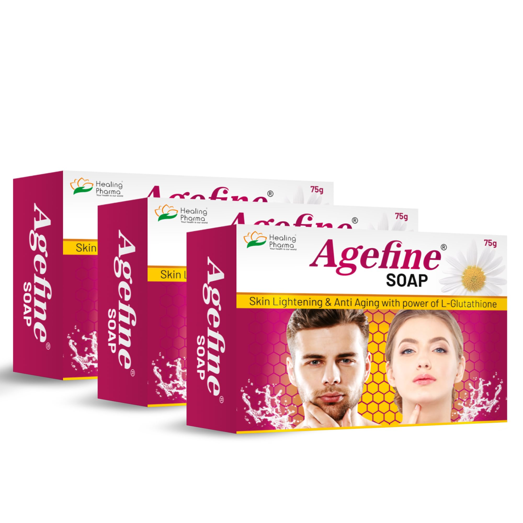 Healing Pharma Kojic Acid & Glutathione Soap for Skin Brightening - Dark Spot Corrector, Hyperpigmentation Treatment & Tan Removal Soap for Men & Women - 75g x 3 Pack (Perfect for Daily Skincare Routine & Achieving Radiant Complexion)