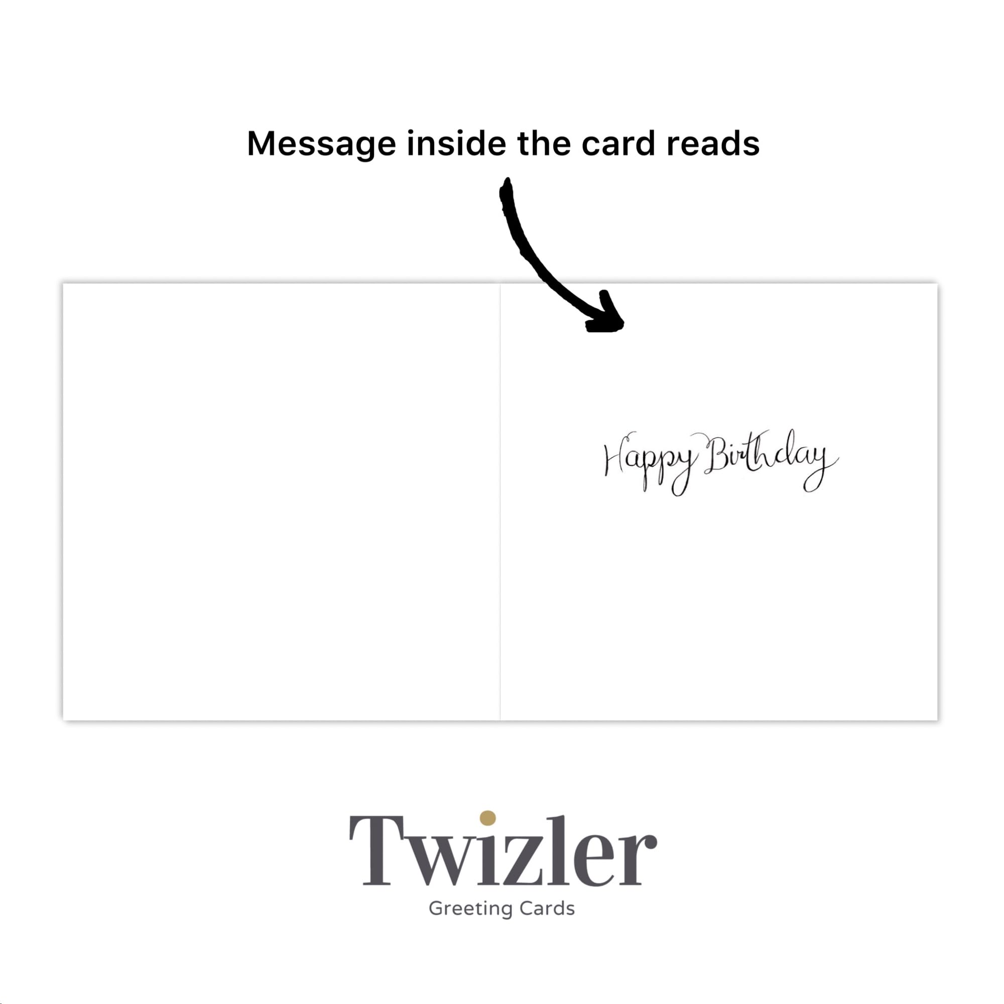 Twizler Happy Birthday Card for Dad - Elegant Silver & Green Foil Design with Watercolor Cat Illustration | Perfect Father's Day, Birthday & Special Occasion Greeting Card for Men