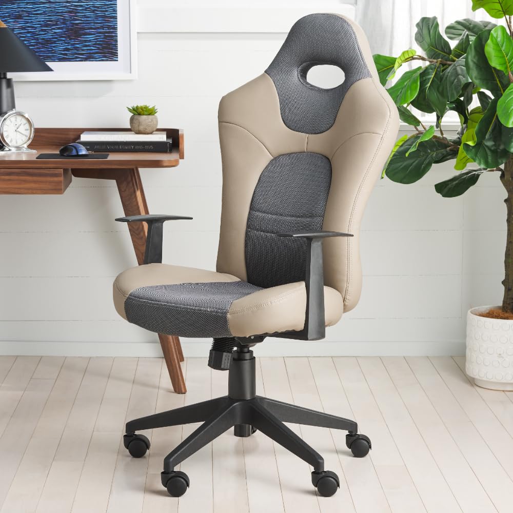 SAFAVIEH Belinda Grey Home Office Desk Chair - Ergonomic Rolling Swivel Chair for Computer Work, Gaming, and Study
