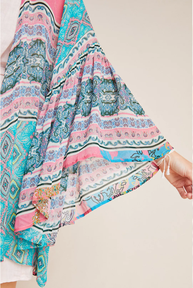 Elegant Floral Ruffle Sleeve Kimono Robe - Boho Chic Loungewear for Women | Perfect for Spa Days, Beach Cover-ups & Home Relaxation