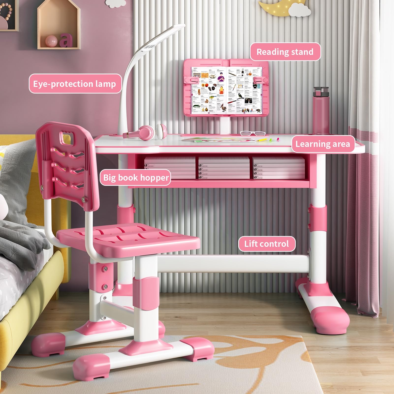 Adjustable Kids Study Desk & Chair Set with Drawer - Perfect for Homework & Drawing