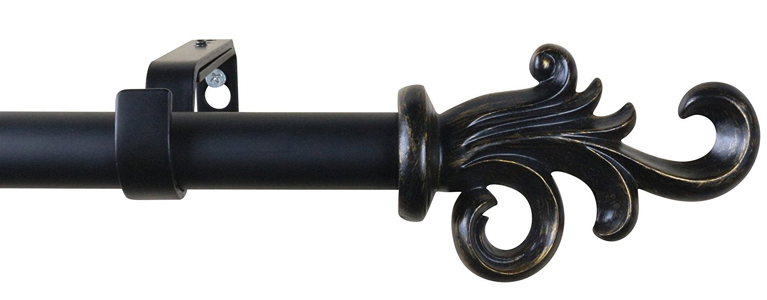 1 Inch Diameter Adjustable Single Curtain Rod for Windows - Coda Drapery Rod Set for Living Room, Bedroom & Home Decor