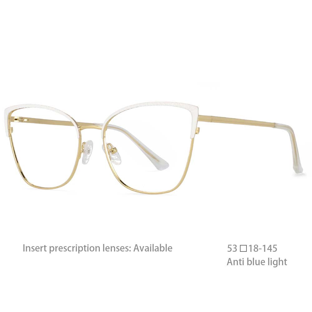 CCspace Women's Full Rim Square Cat Eye Eyeglasses 54462 - Stylish Alloy Frame for Everyday Wear, Work & Fashion Outfits