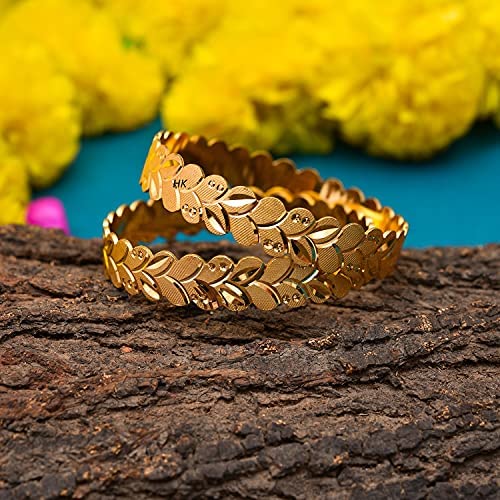 Handmade Gold Plated Traditional Designer Bangles for Women - Elegant Kada Bracelets for Weddings, Parties & Festive Occasions