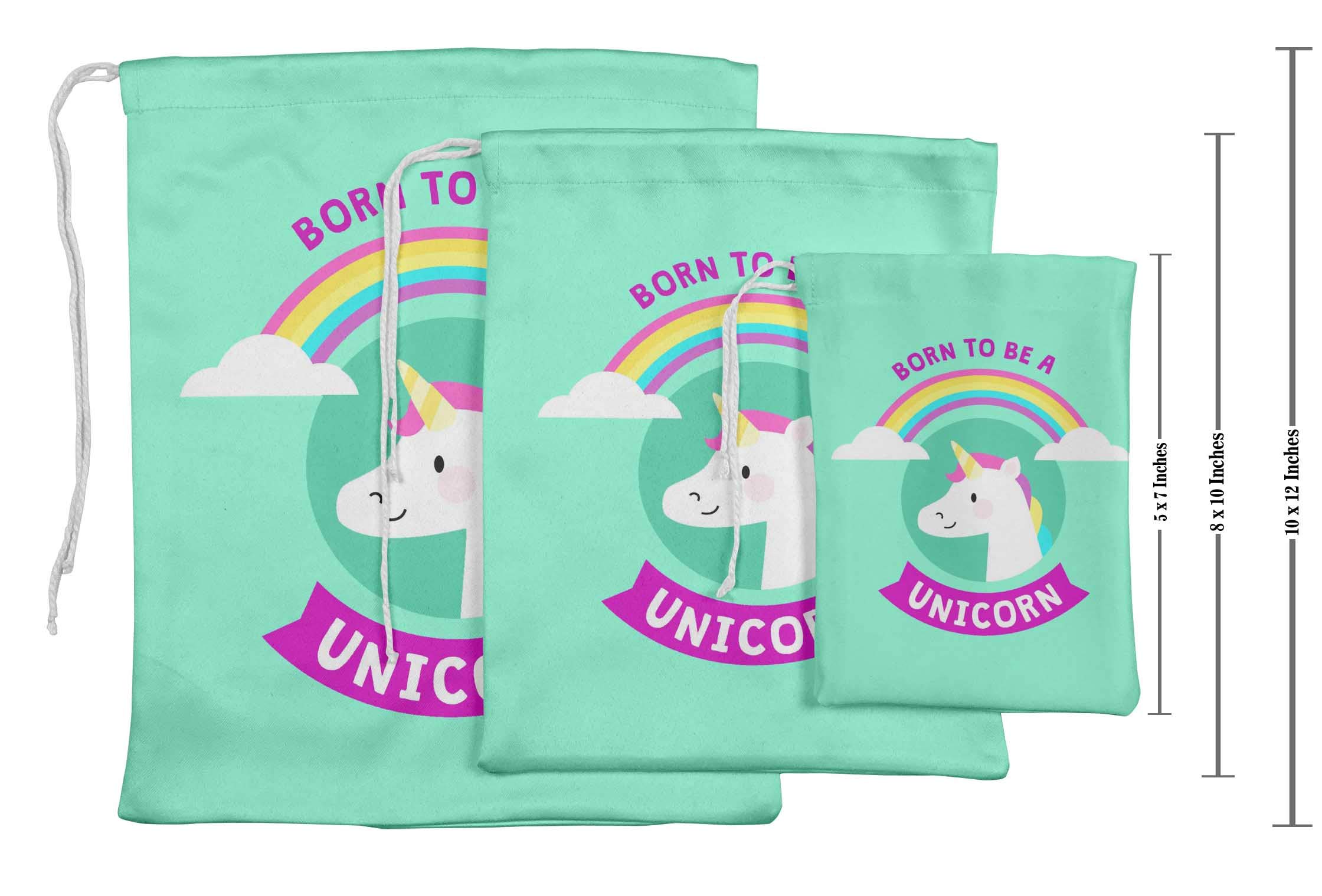 Darling Souvenir Green Rainbow & Unicorn Birthday Party Favor Bags - 15pcs Gift Pouches for Kids Birthday, Baby Shower & Themed Party Decorations