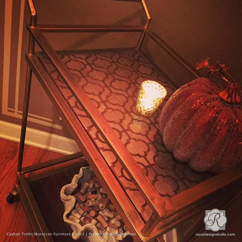Casbah Trellis Moroccan Furniture Stencil - DIY Home Decor, Wall & Furniture Painting Template for Boho, Moroccan, and Mediterranean Style Projects