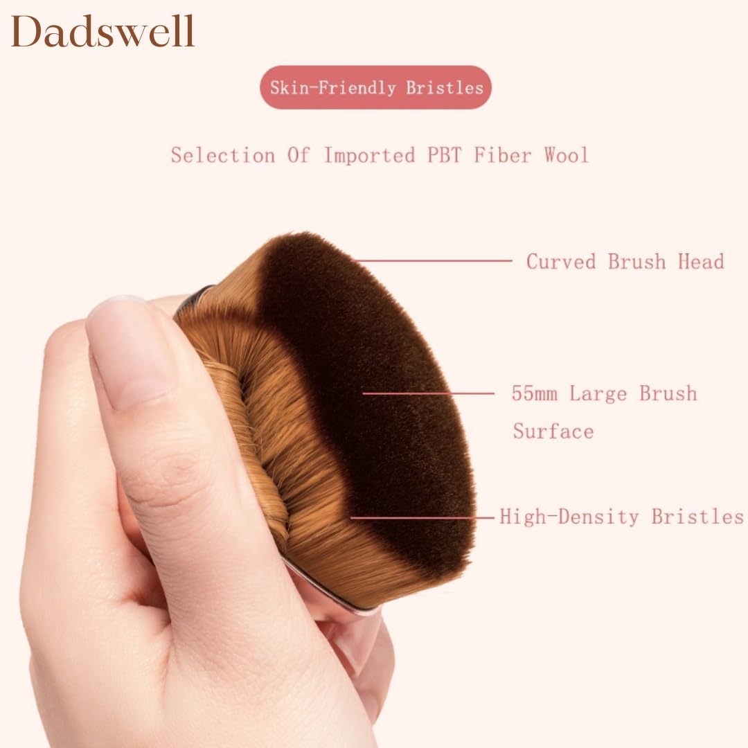 Dadswell Liquid Makeup Foundation Brush - Professional Flat Top Kabuki Brush for Flawless Blending of Liquid, Cream & Powder | Hexagon Handle Design with Travel Case | Perfect for Everyday Makeup & On-The-Go Touchups (Blue)