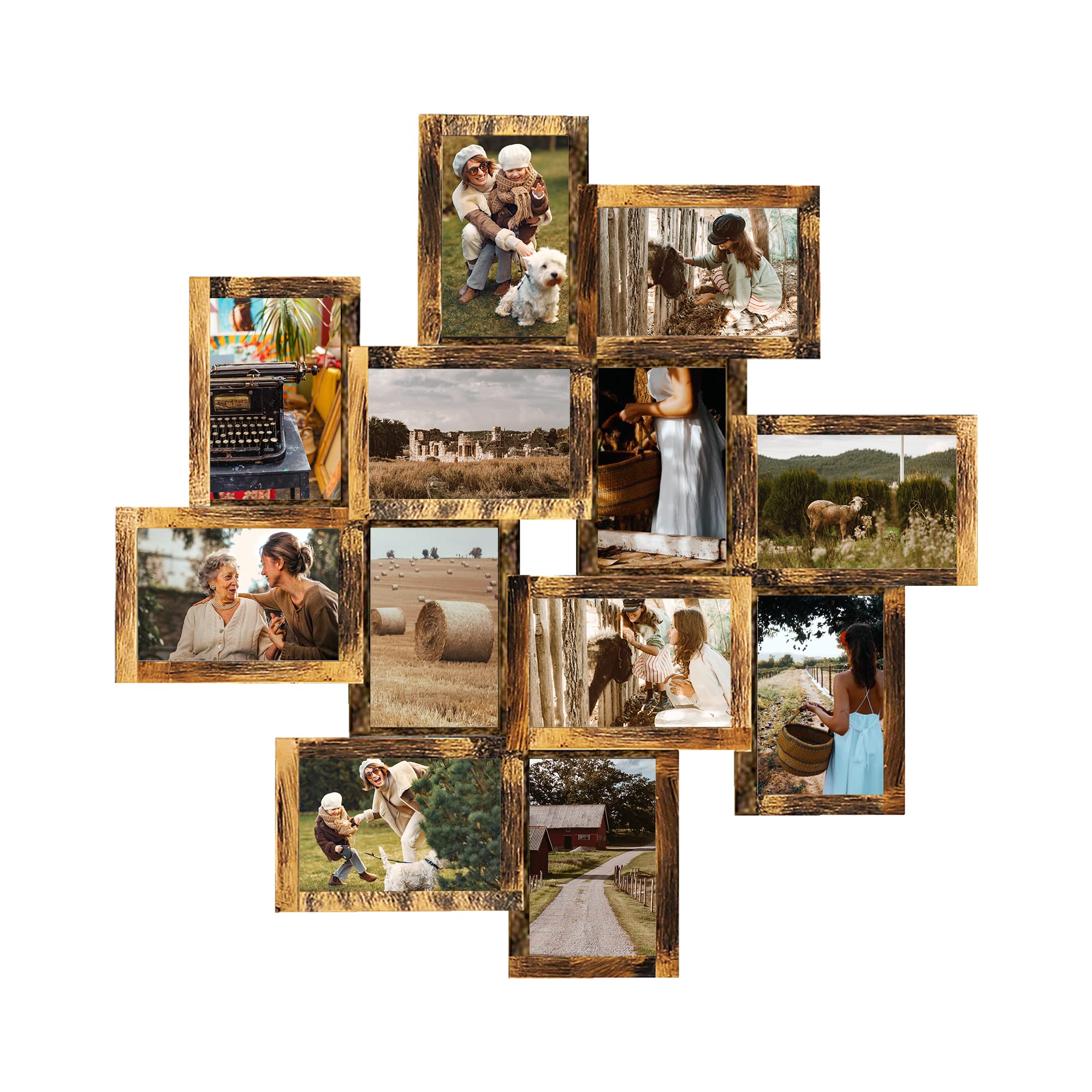 24x24 Inch Square PVC Picture Frame - Selfie Gallery Collage Wall Hanging for 6x4 Photos - 12 Photo Sockets with Wall Mounting Design - Perfect for Living Room, Bedroom Decor & Family Photo Display