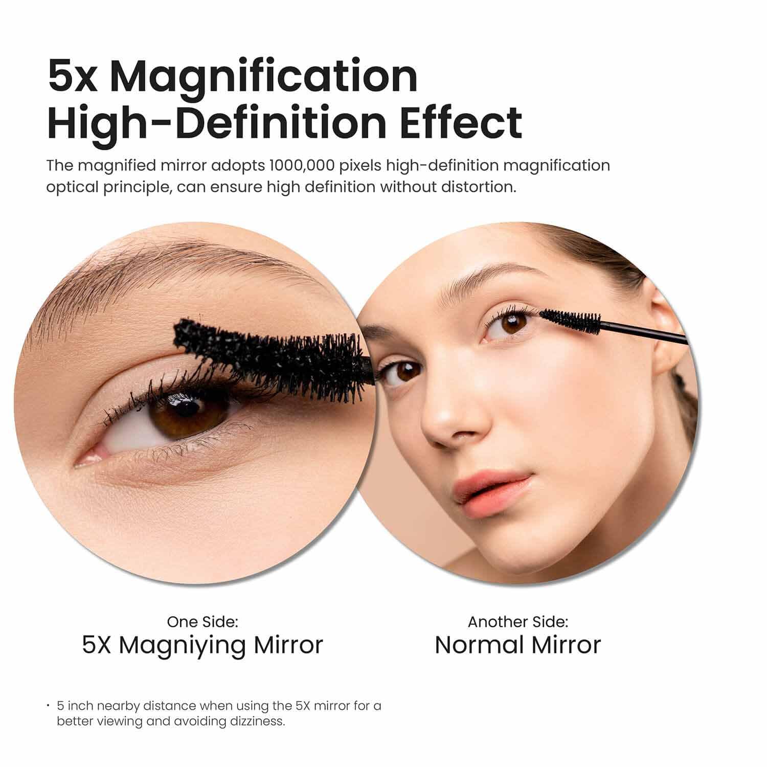 KIBI 10X Magnifying Mirror for Makeup & Shaving - Dual Sided Wall Mount Vanity Mirror with 360° Rotation | Solid Brass Construction, Matte Black Finish (KMM100) | Perfect for Bathroom, Bedroom & Dressing Room