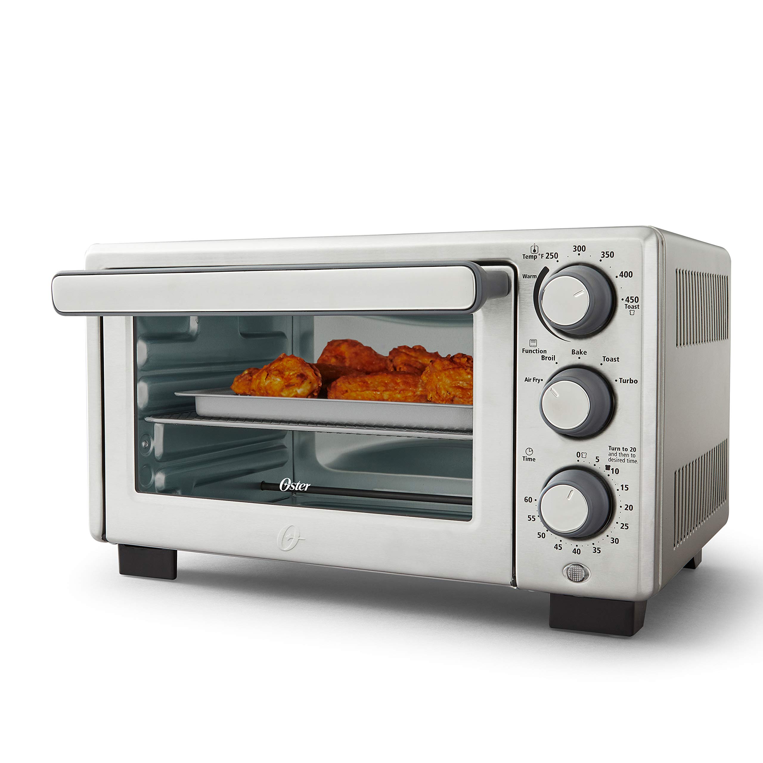 Oster® Compact Countertop Oven with Air Fryer - 6-Slice Stainless Steel Toaster Oven for Baking, Roasting & Reheating | Perfect for Small Kitchens, Dorms & Apartments