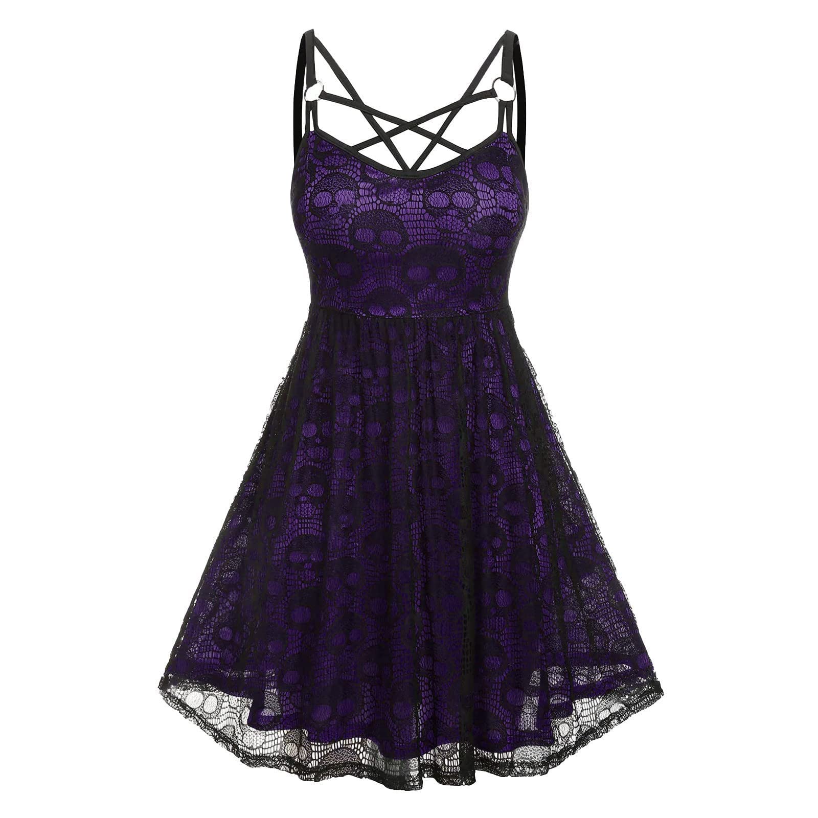 Women's Casual Crew Neck Off Shoulder Dress with Ribbed Hem & Leopard Print - Spaghetti Strap Swing Dress for Wedding Guest, Party, Date Night & Summer Outings