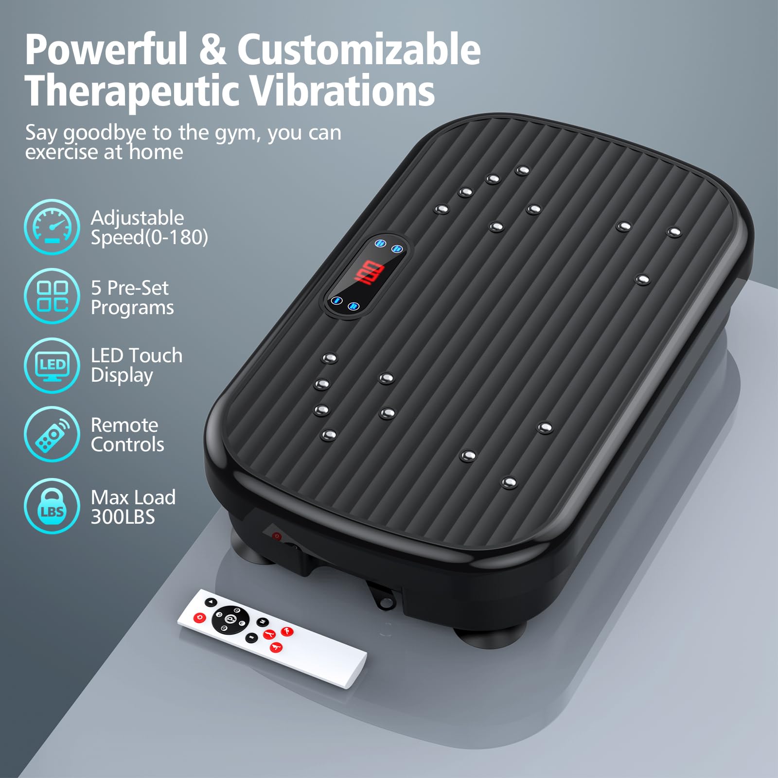 Vibration Plate Exercise Machine for Weight Loss & Body Toning - 330 lbs Capacity Whole Body Vibration Platform with Lymphatic Drainage - Perfect for Home Gym, Fitness Training & Wellness Recovery