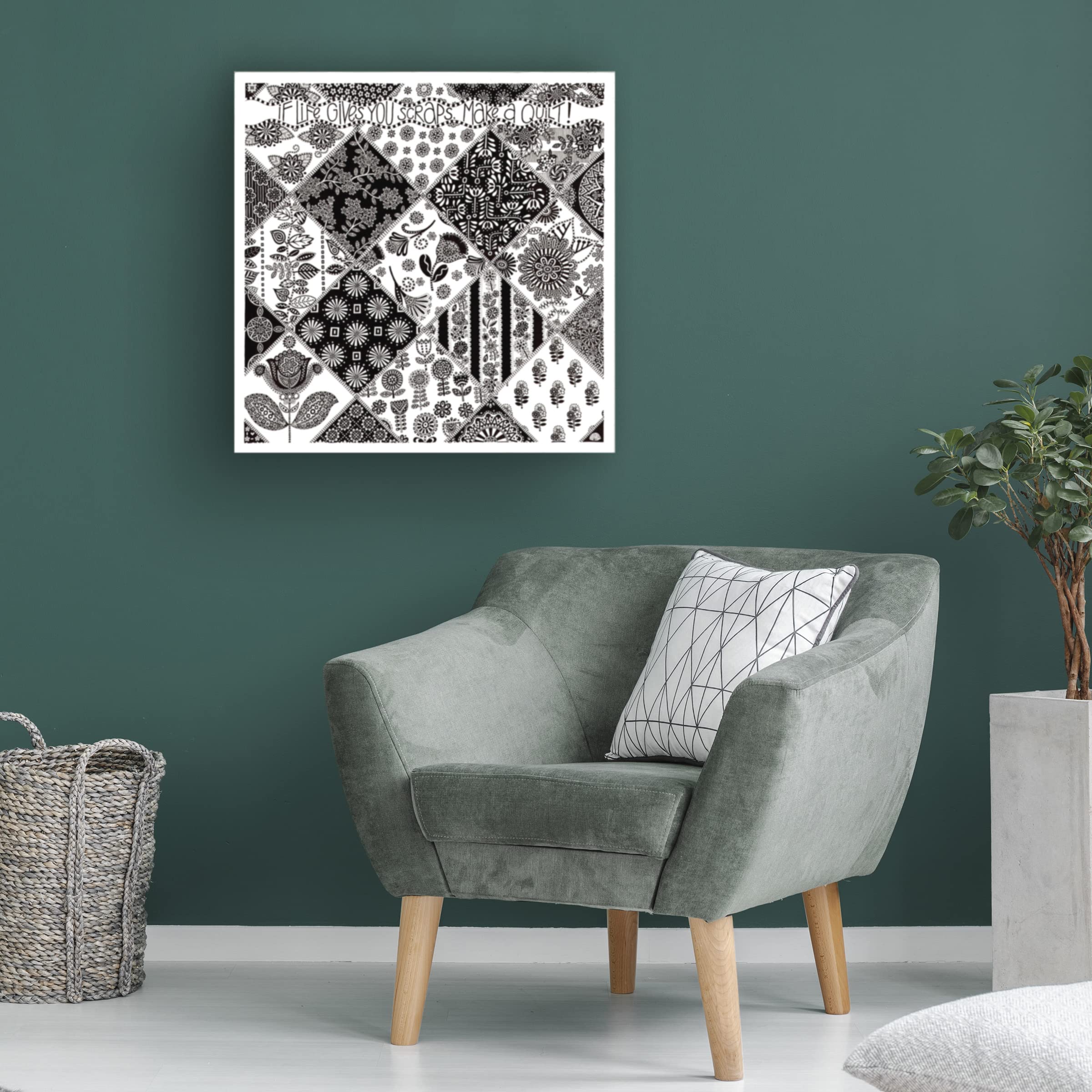 Siobhan 'Quilt' 35x35 Inch Canvas Wall Art - Modern Abstract Painting for Living Room, Bedroom & Office Decor