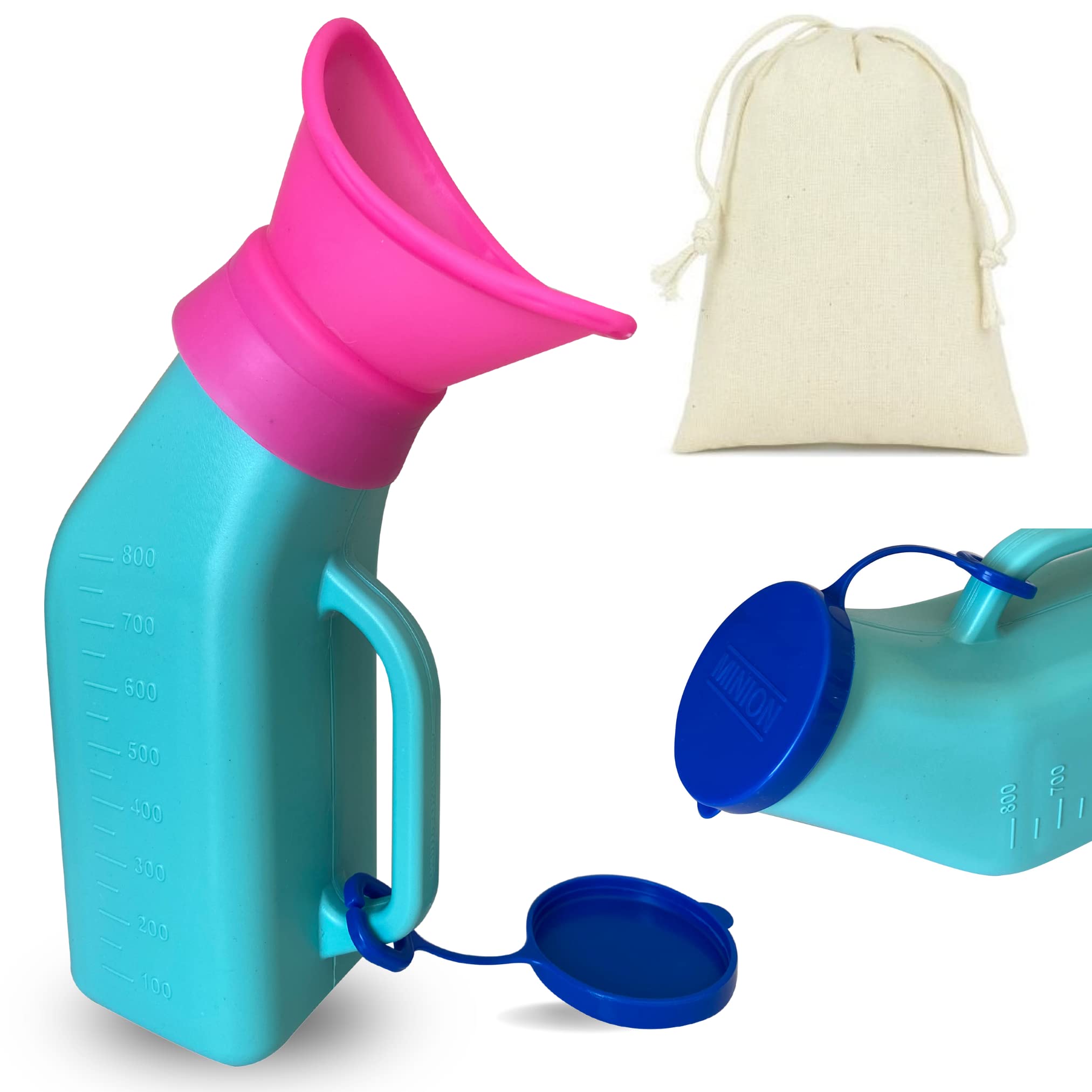 2 in 1 Portable Urinal for Women and Men - Travel & Camping Toilet for Car, Hiking, Outdoor Adventures - Adult Emergency Potty with Child Urinal Attachments - Includes Carry Bag - Perfect for Road Trips, Camping, and Emergency Situations
