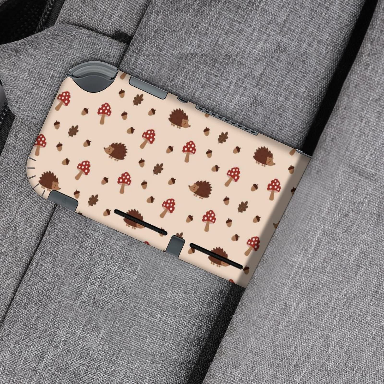 Hedgehog and Mushroom Themed Protective Skin Sticker Cover for Nintendo Switch & Switch Lite - Durable Decal for Gaming Consoles, Perfect for Kids and Animal Lovers