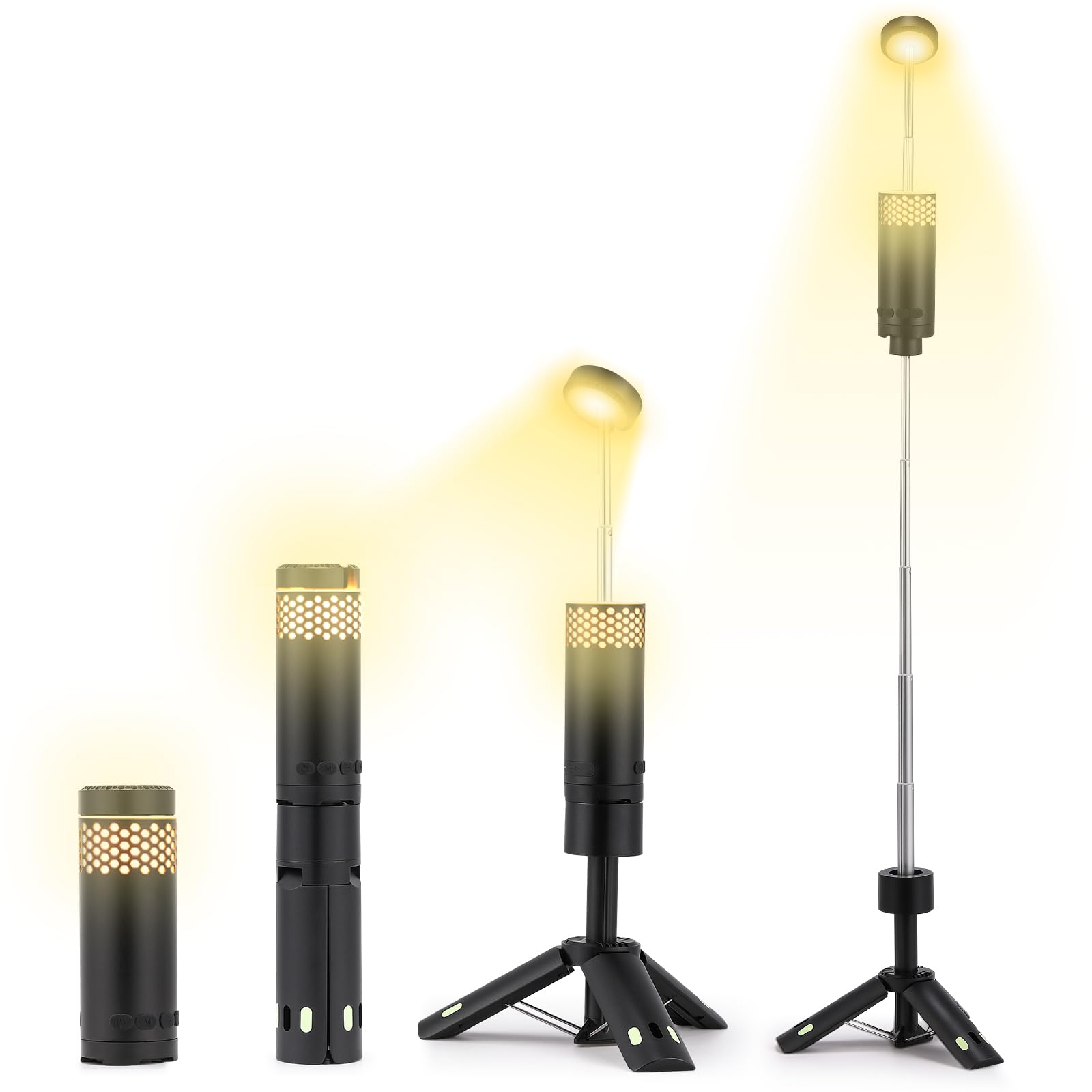 Rechargeable Telescopic Camping Lantern with 4 Light Modes - 10000mAh Portable LED Outdoor Light with Tripod & Storage Bag for Emergency, Camping, Hiking, Backpacking & Power Outages - Perfect for Tents, Backyards & Outdoor Adventures