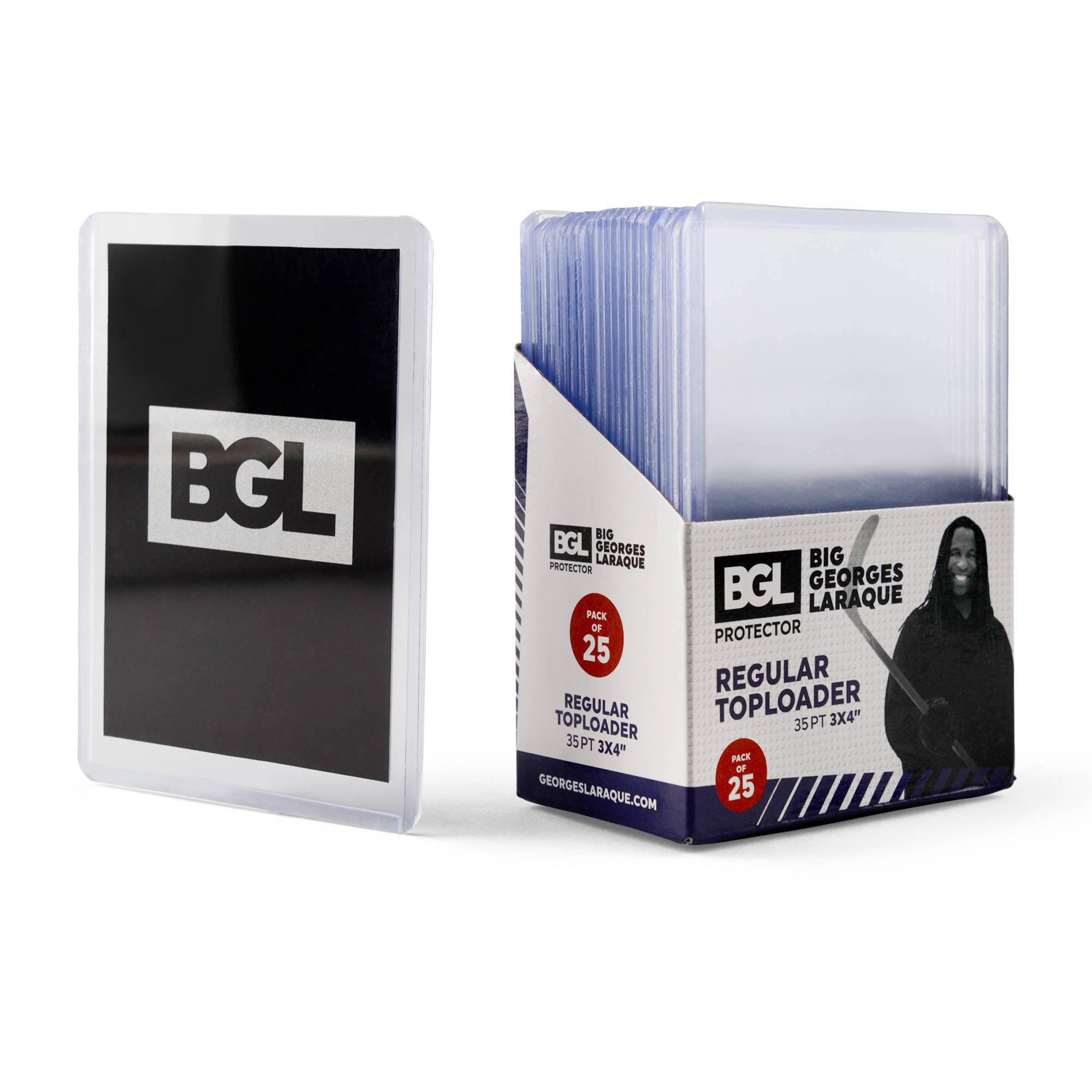 Big Georges Laraque Toploader 35 PT 3” x 4” (Pack of 25) - Premium Hockey Card Protectors for Collectors, Trading & Display - Perfect for Sports Memorabilia Storage & Organization