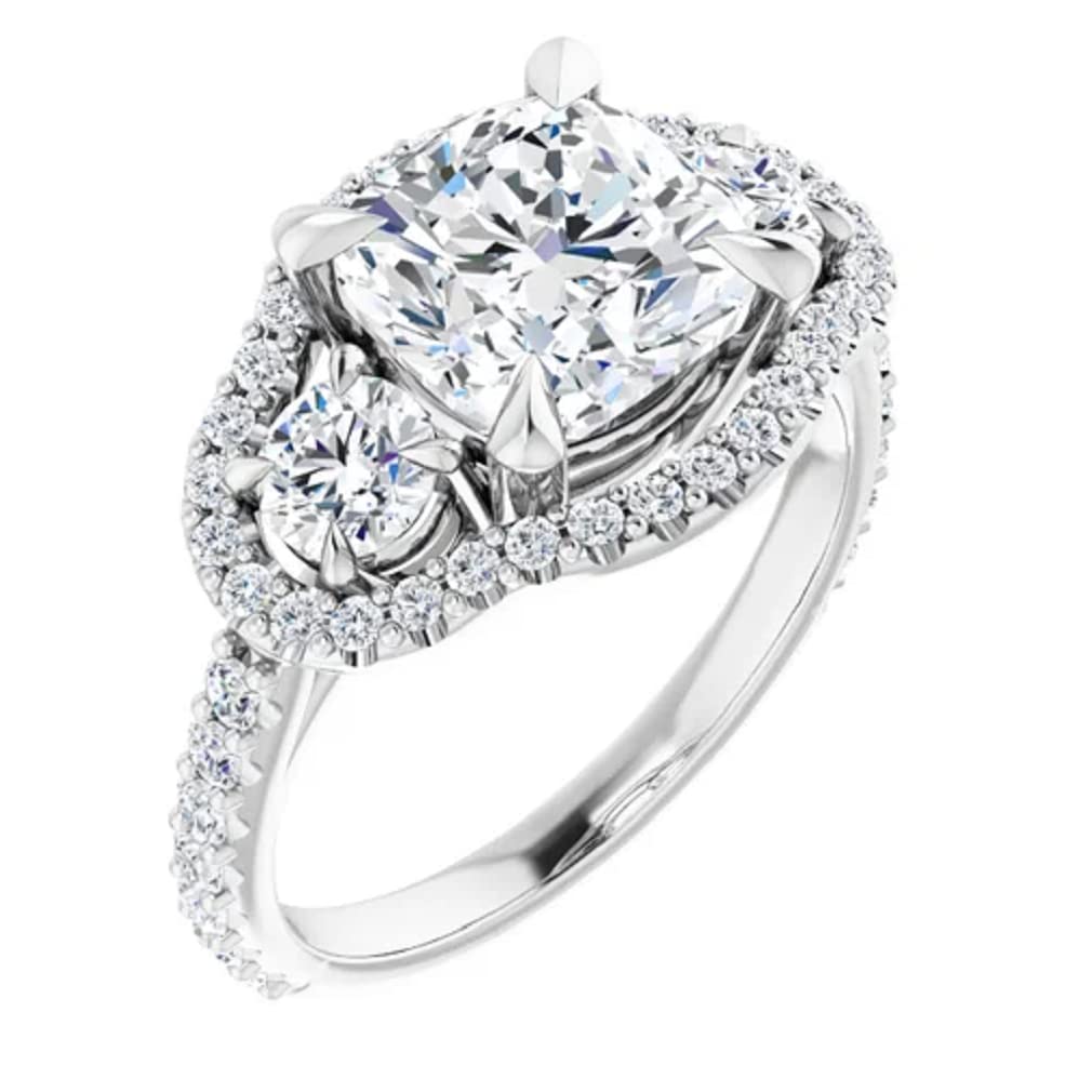 3 CT Cushion Cut Colorless Moissanite Engagement Ring for Women - Sterling Silver/Solid Gold Wedding Band Set - Diamond Solitaire Prong Bridal Ring - Perfect for Proposals, Anniversaries & Special Occasions