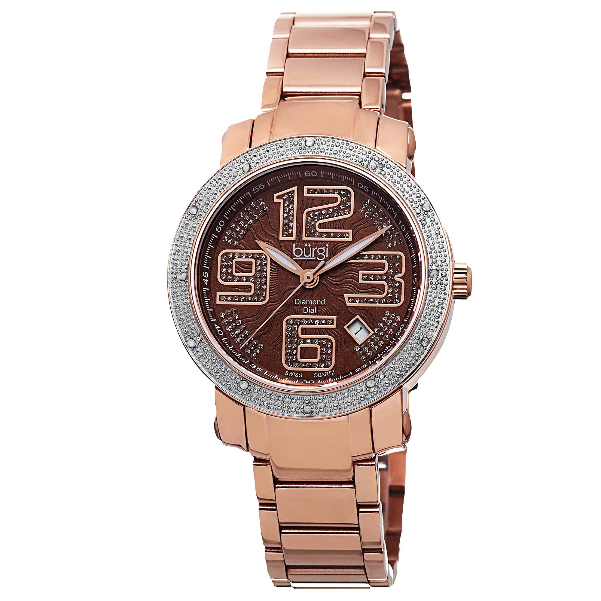 Burgi Women's Diamond Watch - Luxury Crystal Stainless Steel Bracelet with Unique Hour Markers - Perfect for Office, Party & Special Occasions - BUR091