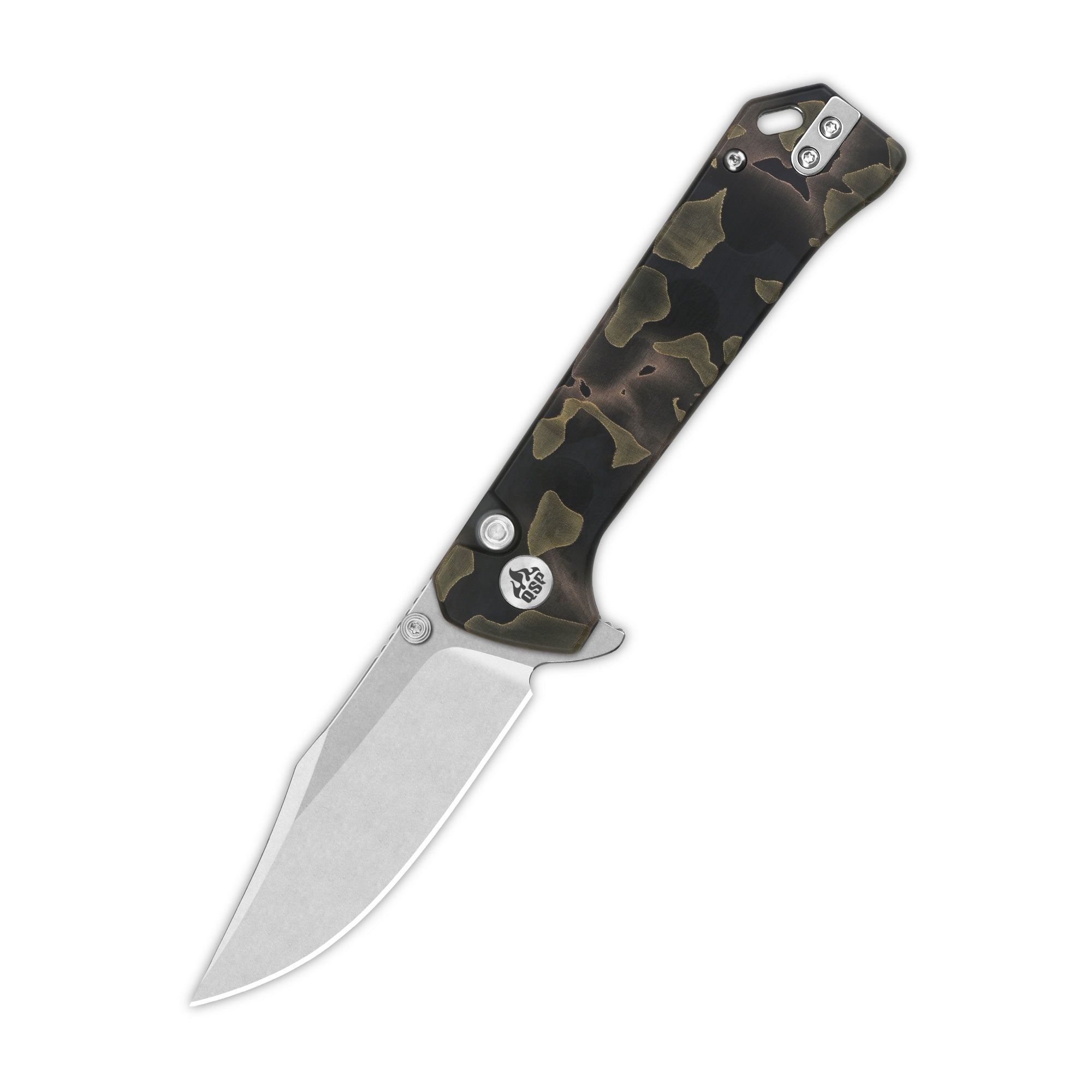 QSP Grebe Button Lock Pocket Knife - S35VN Steel Blade, Raffir Resin Noble Handle - EDC, Outdoor, Camping & Everyday Carry Knife