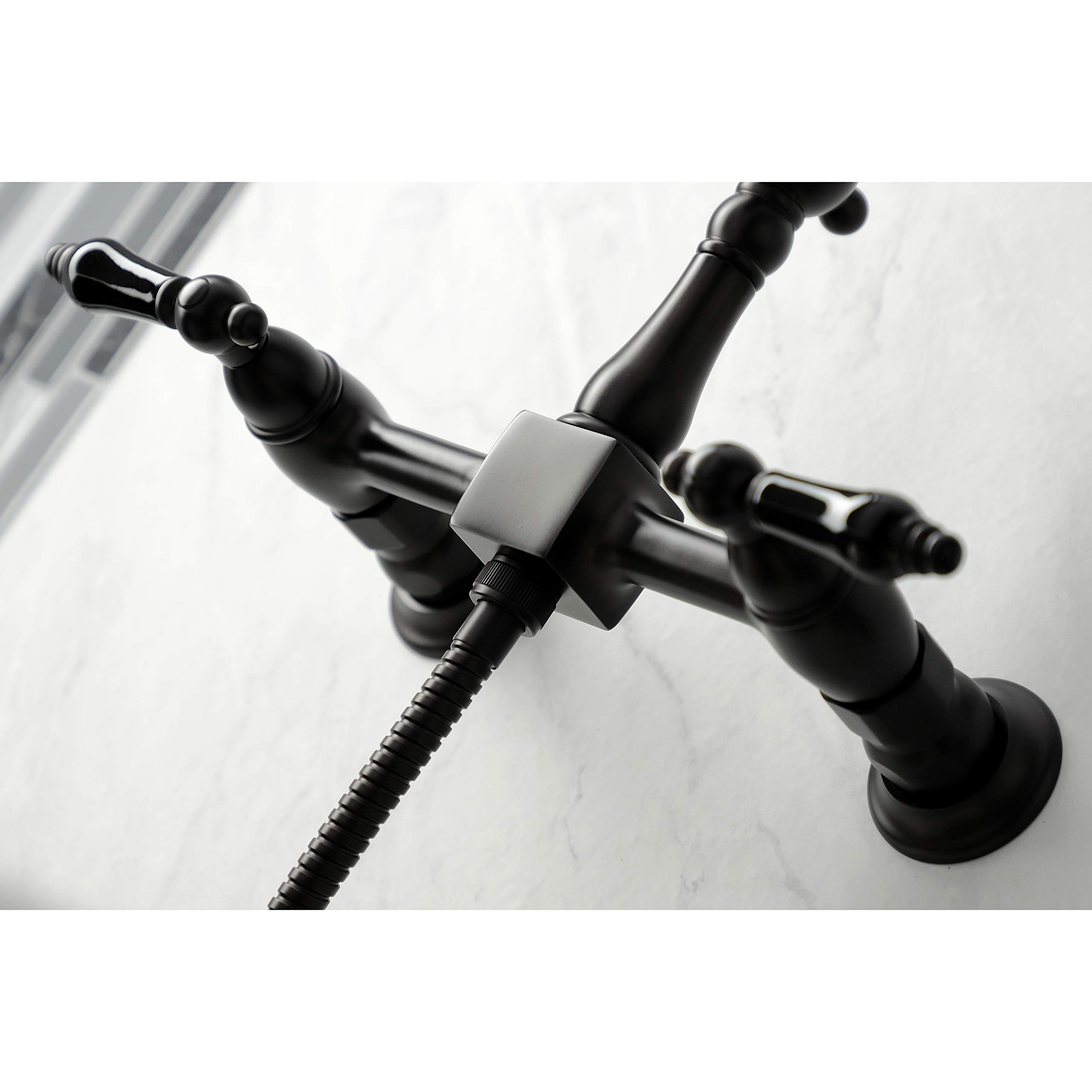 Kingston Brass KS1265PKLBS Duchess Bridge Kitchen Faucet in Oil Rubbed Bronze - Perfect for Farmhouse, Traditional & Vintage Style Kitchens